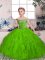 Sleeveless Lace Up Floor Length Beading and Ruffles Little Girls Pageant Dress