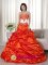 Montauban France Classical Appliques Decorate Bodice Orange Red A-line Sweetheart Floor-length Taffeta Quinceanera Dress