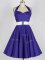 Purple Sleeveless Ruching Mini Length Quinceanera Dama Dress