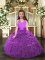 Adorable Eggplant Purple and Purple Ball Gowns Ruffles Winning Pageant Gowns Lace Up Organza Sleeveless Floor Length