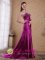 Sweetheart Beading Fuchsia Column/Sheath Brush/Sweep Elastic Woven Satin Pleat Quinceanera Dama Dress in Pace FL