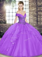 Stunning Tulle Sleeveless Floor Length Sweet 16 Dresses and Beading and Ruffles