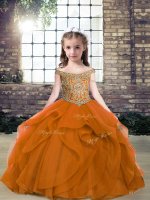 Adorable Sleeveless Lace Up Floor Length Beading Little Girls Pageant Dress Wholesale