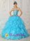 Mountain Home Idaho/ID gorgeous Baby Blue Quinceanera Dress For Strapless Organza With Appliques Ball Gown