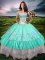 Lovely Off The Shoulder Sleeveless Lace Up Quince Ball Gowns Aqua Blue Taffeta