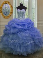 Hot Selling Blue Quinceanera Gowns Military Ball and Sweet 16 and Quinceanera with Beading and Pick Ups Sweetheart Sleeveless Lace Up(SKU PSSW005-16BIZ)