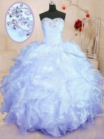 Eye-catching Floor Length Lavender Ball Gown Prom Dress Sweetheart Sleeveless Lace Up