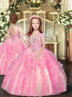 Custom Fit Sleeveless Beading and Ruffles Lace Up Pageant Gowns For Girls(SKU PAG1082BIZ)