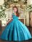 Lovely Baby Blue Straps Lace Up Beading Girls Pageant Dresses Sleeveless