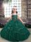 Floor Length Peacock Green Custom Made Pageant Dress Straps Sleeveless Lace Up