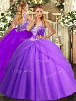 Extravagant Floor Length Ball Gowns Sleeveless Lavender Vestidos de Quinceanera Lace Up