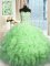 Most Popular Apple Green Sweetheart Neckline Beading and Ruffles Sweet 16 Dress Sleeveless Lace Up