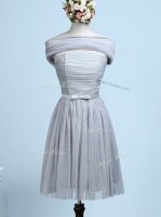 Edgy Tulle Sleeveless Mini Length Dama Dress for Quinceanera and Belt
