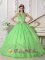 Elegant A-line Spring Green Halter Top Appliques Decorate Quinceanera Dress With Taffeta and Organza In David City Nebraska/NE