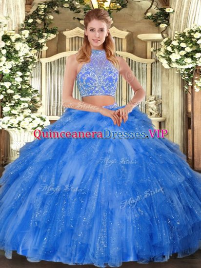 Traditional Teal Sleeveless Tulle Criss Cross Quinceanera Dress for Military Ball and Sweet 16 and Quinceanera - Click Image to Close