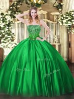 Chic Floor Length Green Quinceanera Gowns Satin Sleeveless Beading(SKU SJQDDT1478002-1BIZ)