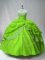 High Quality Organza Long Sleeves Floor Length Quinceanera Gowns and Beading and Appliques and Pick Ups