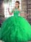 Adorable Halter Top Sleeveless Tulle Quinceanera Gown Beading and Ruffles Lace Up