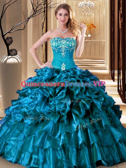 Sleeveless Embroidery and Ruffles Lace Up Quinceanera Dresses - Click Image to Close