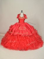 Colorful Red Sleeveless Brush Train Embroidery and Ruffles Sweet 16 Dress(SKU PSSW0778BIZ)