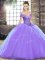 Classical Lavender Sleeveless Beading Lace Up Ball Gown Prom Dress