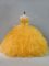 Fantastic Gold Tulle Lace Up Quince Ball Gowns Sleeveless Floor Length Beading and Ruffles
