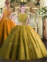 New Style Sleeveless Floor Length Beading and Appliques Zipper Sweet 16 Quinceanera Dress with Brown(SKU SJQDDT1194002BIZ)
