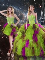 New Style Multi-color Sleeveless Ruffles High Low Quinceanera Gown
