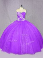 Graceful Tulle Sleeveless Floor Length Quinceanera Dresses and Beading