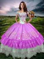 Superior Off The Shoulder Sleeveless Taffeta Quinceanera Gowns Beading and Embroidery and Ruffled Layers Lace Up(SKU XBQD027-6BIZ)