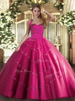 Clearance Halter Top Sleeveless Lace Up 15th Birthday Dress Hot Pink Tulle