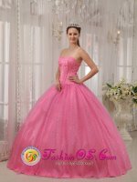 Villa Altagracia Dominican Republic Classical Pink Sweet Quinceanera Dress With Sweetheart Neckline Beaded Decorate