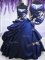 Royal Blue Quinceanera Gown Military Ball and Sweet 16 and Quinceanera with Beading and Lace and Pick Ups Strapless Sleeveless Lace Up