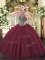 Admirable Burgundy Sweetheart Lace Up Beading Quince Ball Gowns Sleeveless