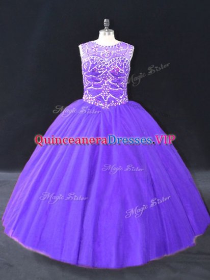 Dazzling Sleeveless Lace Up Floor Length Beading Quinceanera Dress - Click Image to Close