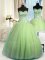Charming Three Piece Yellow Green Ball Gowns Sweetheart Sleeveless Tulle Floor Length Lace Up Beading 15th Birthday Dress