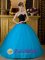 Manitou Springs Colorado/CO Teal and Black Exquisite Taffeta and Tulle Quinceanera Dress With Sweetheart Beaded Decorate