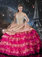 Chic Organza Sleeveless Floor Length Party Dress Wholesale and Beading and Ruffles