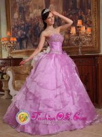 Lavender Strapless Floor-length Organza Beading Ruffled Quinceanera Dress For Auburn New York/NY