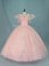 Peach Quinceanera Gowns Sweet 16 and Quinceanera with Beading V-neck Short Sleeves Zipper