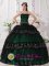 Taffeta and Lace For Dark Green Gorgeous Quinceanera Dress With Ruched Bodice and Appliques in Gainesville Virginia/VA