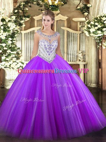 Glorious Sleeveless Zipper Floor Length Beading Quinceanera Dress - Click Image to Close