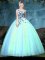 Fashion Multi-color Ball Gowns Tulle V-neck Sleeveless Appliques Floor Length Lace Up Sweet 16 Dresses