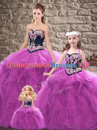Hot Sale Purple Quinceanera Gowns Sweet 16 and Quinceanera with Beading and Embroidery Sweetheart Sleeveless Lace Up