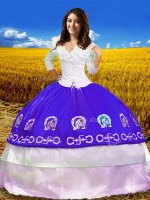 Exquisite Off The Shoulder 3 4 Length Sleeve Lace Up Military Ball Gowns Purple Taffeta(SKU XBQD037-3BIZ)