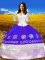 Exquisite Off The Shoulder 3 4 Length Sleeve Lace Up Military Ball Gowns Purple Taffeta