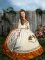White Lace Up Pageant Dress for Teens Embroidery and Ruffles Sleeveless Sweep Train
