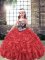 Ball Gowns Party Dresses Red Straps Organza Sleeveless Floor Length Lace Up