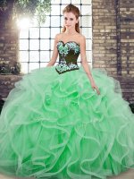 Apple Green Sleeveless Embroidery and Ruffles Lace Up Sweet 16 Dress(SKU SJQDDT2164002-4BIZ)