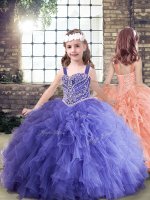 Sleeveless Beading and Ruffles Lace Up Little Girls Pageant Dress Wholesale